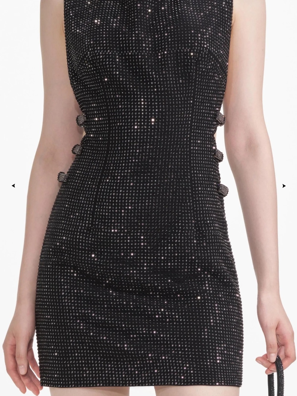 Self portrait BLACK RHINESTONE CREPE MINI DRESS - Picture 4 of 5